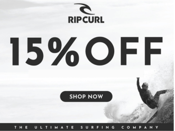 Rip Curl promo code discount 15% for all users with no minimum transaction