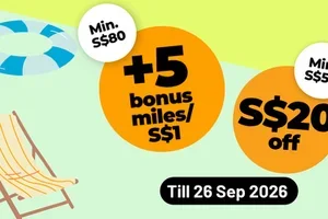 🌴 +5 Bonus Miles/S$1 or S$20 off