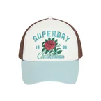 Flower Mesh Trucker Ball Cap - Blue