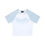 W Cap Sleeve T-Shirt - Grey/Blue