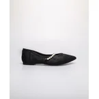Tomaz YX192 Ladies Floral Pearl Flats (Black)
