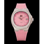 DC Harley Quinn TQ029L-AD11 (Silver/Pink) with White Crystal (Pink Rubber Leather Strap)