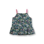 Poney Girls Navy Floral Printed Sleeveless Blouse