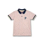 Poney Boys Pink Dusty Monogram Short Sleeve Polo