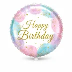 Pastel Rainbow & Gold “Happy Birthday” Foil Balloon