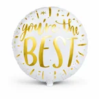 White & Gold “You’re the Best” Foil Balloon