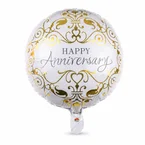 White & Gold “Happy Anniversary” Foil Balloon
