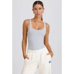 Soft Active Open-Back Bodysuit in Grey Marl