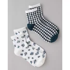 AE Rose and Gingham Boyfriend Socks 2-Pack