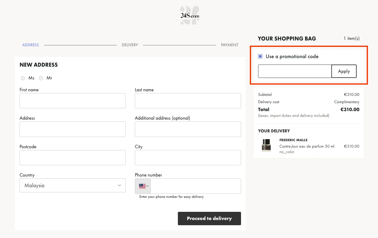 How to use a working coupon code? - 24S