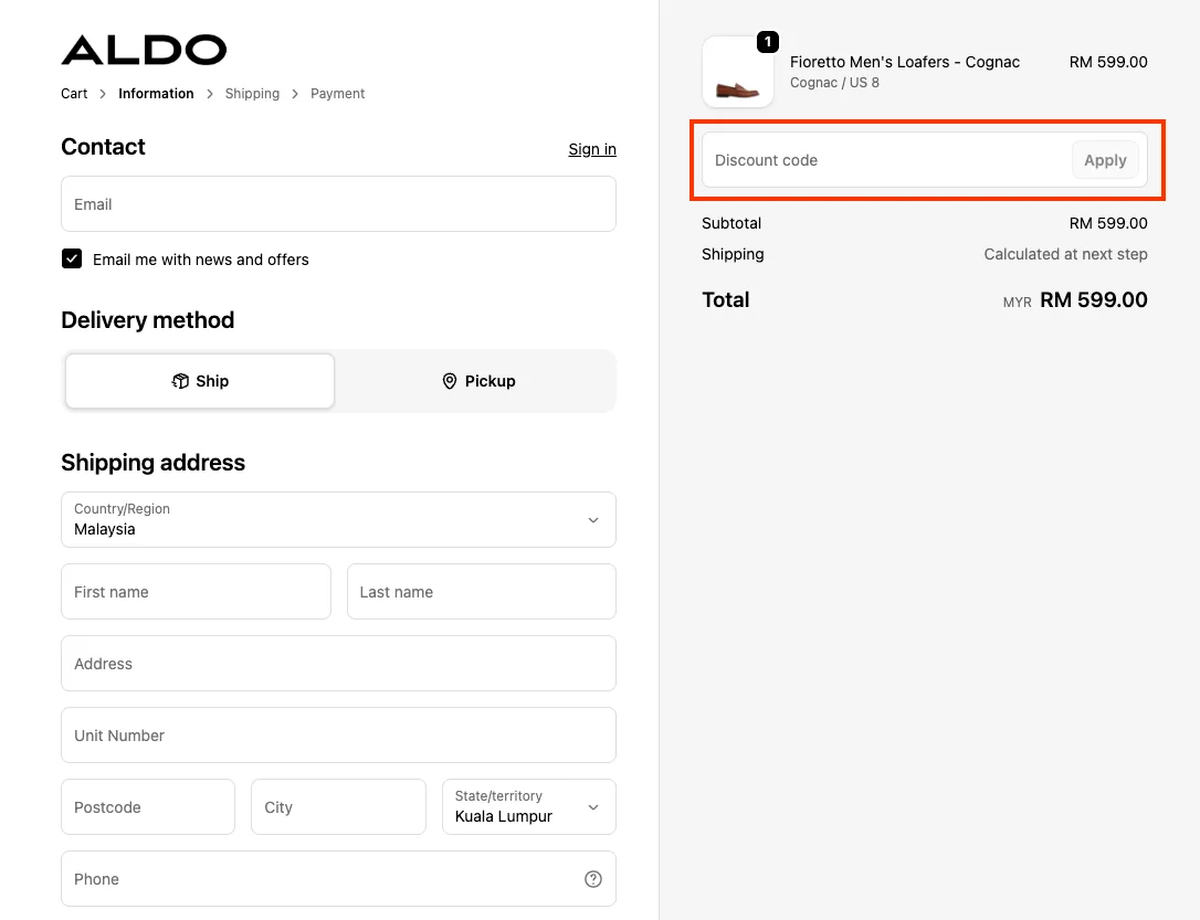 How to use a working coupon code? - ALDO
