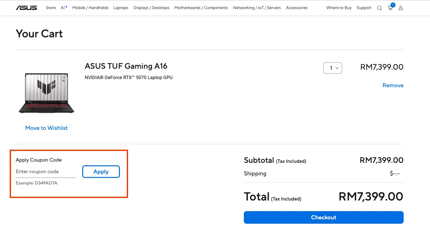 How to use a working coupon code? - ASUS