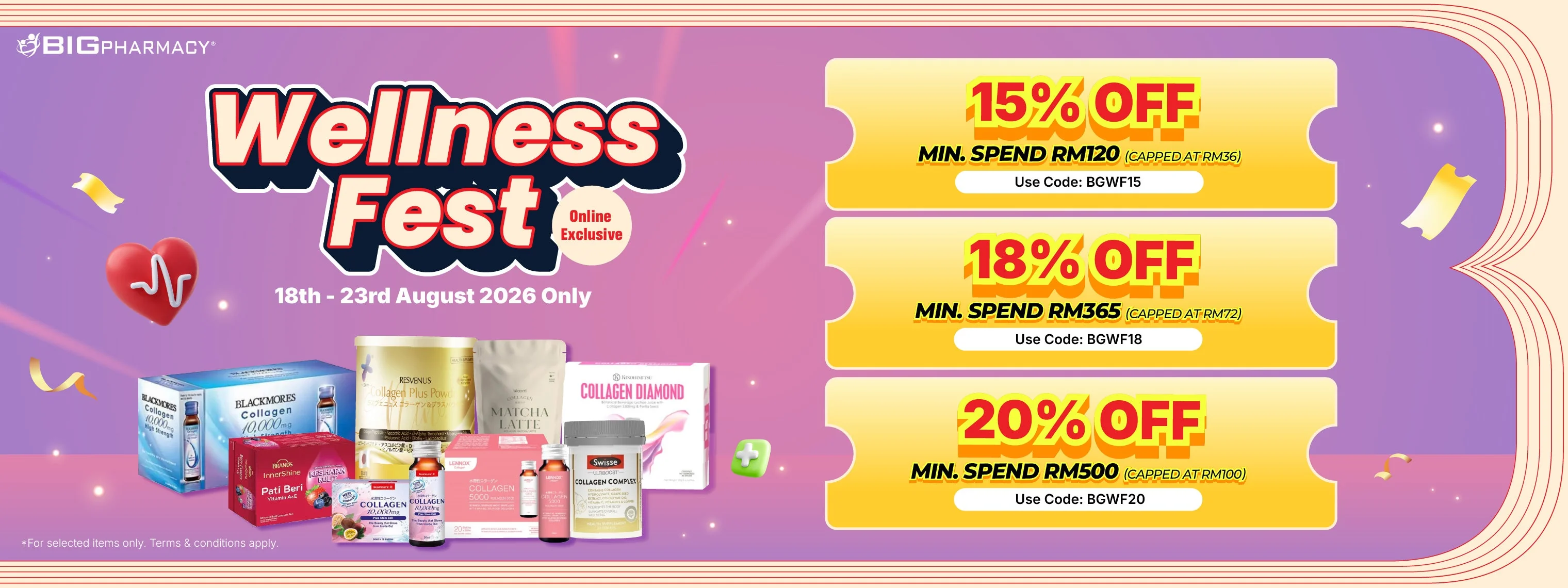 Proof of coupon - Big Pharmacy - Big Pharmacy [[20% off]] on RM500+ spend, save up to RM100