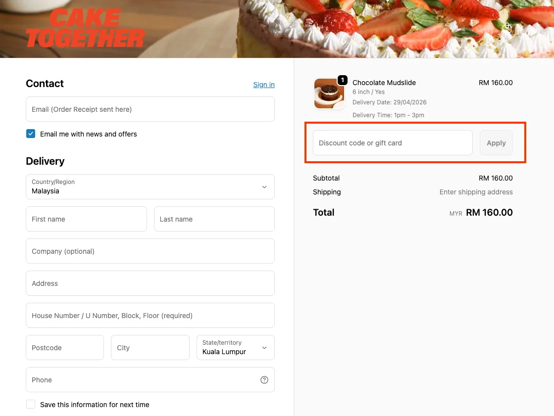 How to use a working coupon code? - Cake Together