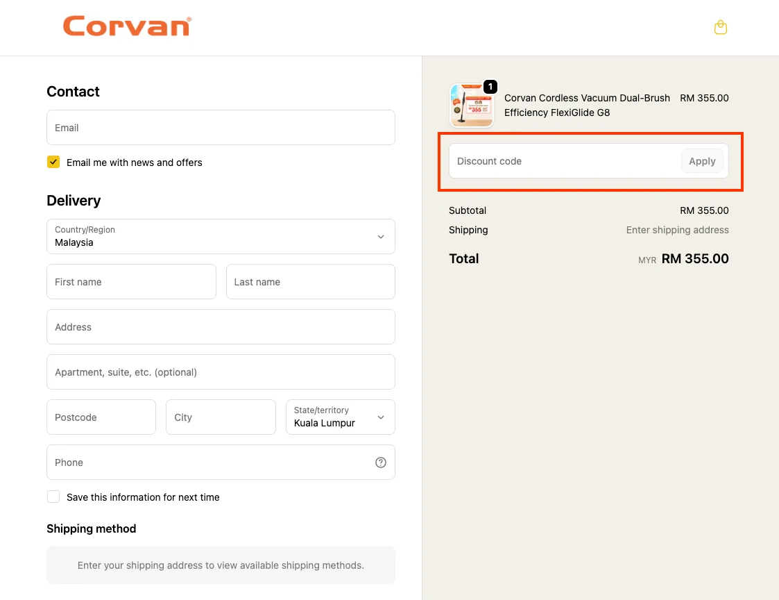 How to use a working coupon code? - Corvan