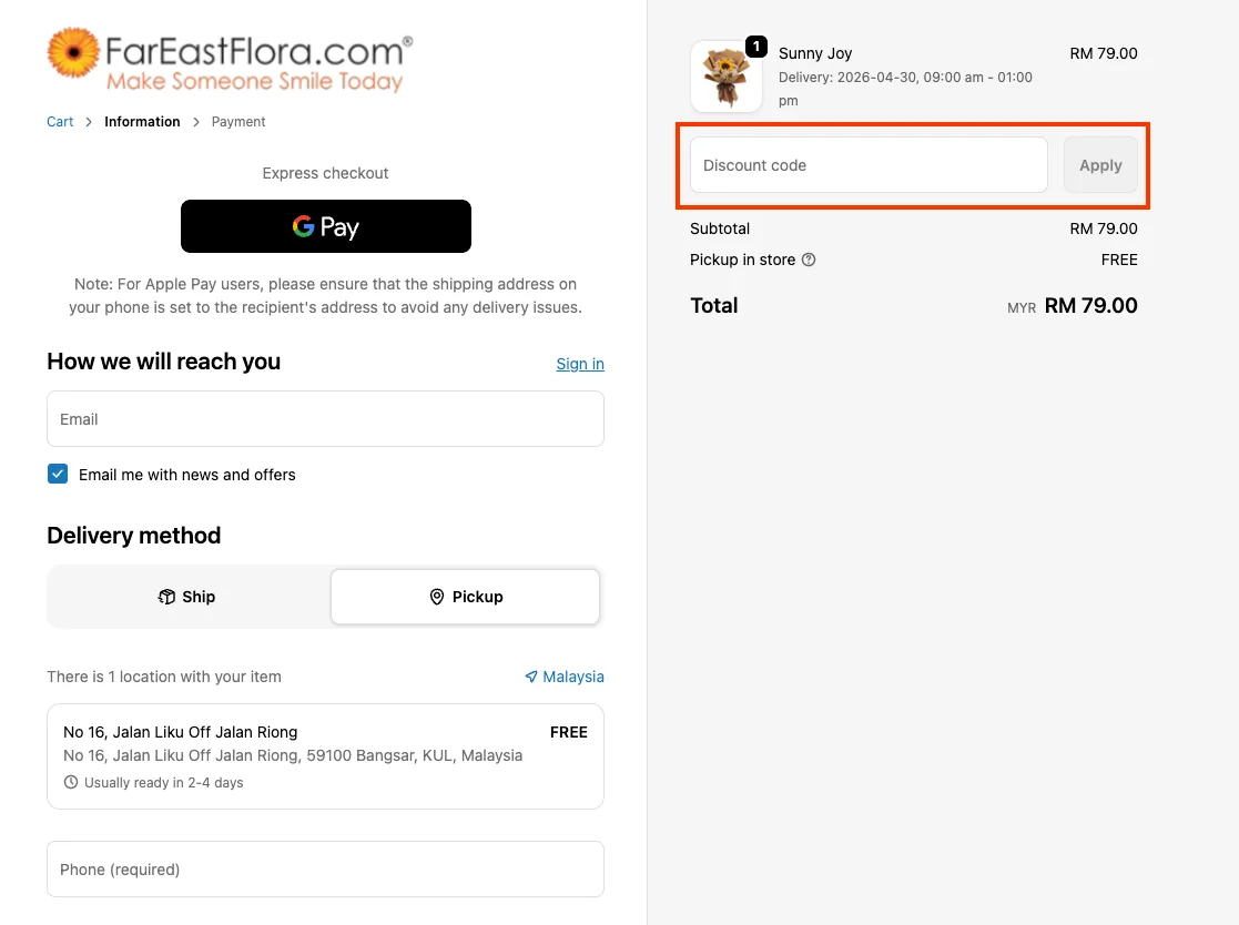 How to use a working coupon code? - FarEastFlora