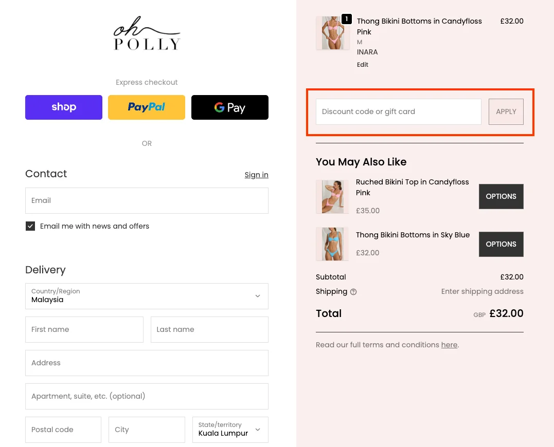 How to use a working coupon code? - Oh Polly