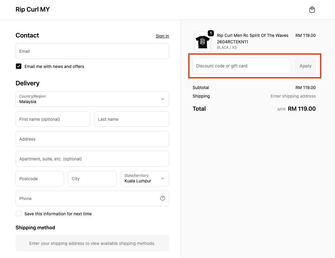 How to use a working coupon code? - Rip Curl