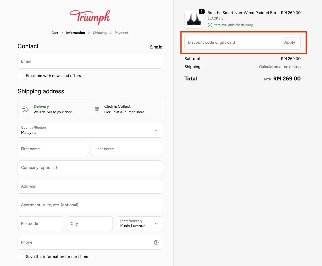 How to use a working coupon code? - Triumph