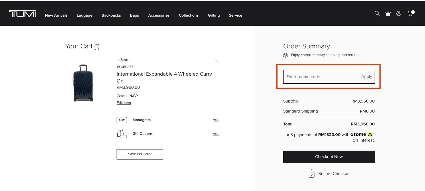 How to use a working coupon code? - TUMI
